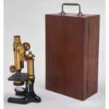 A German brass compound microscope, Ed. Messter Berlin, late 19th c, with mechanical stage, substage