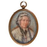 English School - Portrait miniature of a Lady, ivory, oval, 53mm, giltmetal frame Slightly dusty and