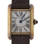 A Le Must de Cartier silver gilt lady's wristwatch, Tank Quartz, 19 x 23mm Movement running at