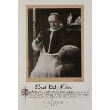 Autograph. Pope Pius XI (1857-1939) document, signed, Benediction on the Marriage of Dr Richard