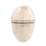 A George III egg shaped silver nutmeg grater, 32mm, fully marked, by Thomas Meriton, London 1798,