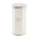 A George III silver nutmeg grater, of cylindrical form with reeded lid, 60mm h, by Thomas Phipps and