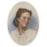 M R David, 1867 - Portrait of a Young Woman, head and shoulders, signed and dated, watercolour,