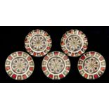 A pair and set of three Royal Crown Derby Imari pattern plates, late 20th c, 22cm diam, printed mark