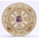 A Royal Worcester cabinet plate, c1913, painted by H. Martin, signed, with groups of fruit on a