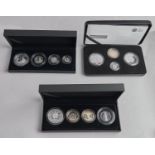 United Kingdom. 2008 Britannia four coin proof set, proof piedfort four coin proof set 2008 and