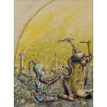John Blanche (1948 - ) - Fantasy I illustrations, two, pen, ink and watercolour, 32 x 24cm (2)
