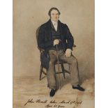 English School, 1846 - Portrait of John Powell aged 65 Years, small full length seated in a