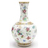 A Chinese famille rose vase, 20th c, decorated in two registers with insects and flowers, 42cm h,