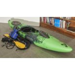 A Pyranha Fusion kayak, 315cm l, with accessories, including thule straps Overall good condition