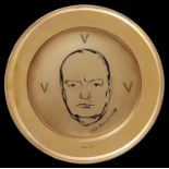 Gold. An Elizabeth II 18ct gold Churchill Centenary Plate, designed by Pietro Annigoni, 25.5cm diam,