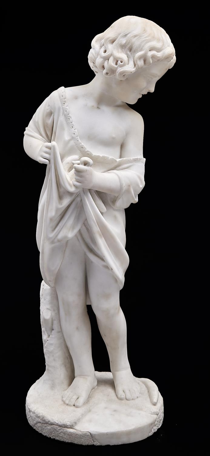 F. Guliani, 1871 - Child with a Fish, signed and dated (F Guliani Roma 1871), marble, 70cm h Loss to