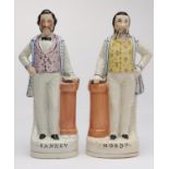 A pair of Staffordshire flatback portrait figures of Dwight Lyman Moody and Ira D. Sankey, c1873,