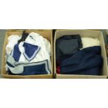A quantity of navy shirts, fleeces, scarves, jumpers, socks, etc Used and worn