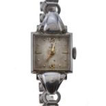 A Rolex Tudor square lady's wristwatch, 17 x 32mm, on a contemporary replacement expanding