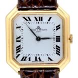 A Baume & Mercier 18ct gold octagonal wristwatch, mechanical movement, 27 x 27cm Movement running