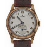 A Rolex 9ct gold gentleman's wristwatch, 30mm, Rolex brown leather strap Movement unexamined, case