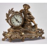 A reproduction brass mantel clock, 29cm h Good condition