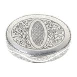 A George III silver vinaigrette,  the lid and underside engraved with flowers flanking a hatched