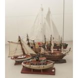 Five wooden model sailing and other ships, to include HMS Prince, Sovereign of the Seas and