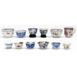 A small collection of Chinese export porcelain teaware, bowls and four wine cups, 18th c (12) Some