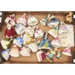 Twenty-five Royal Doulton, Coalport and other bone china figures of young women, various subjects