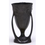 A Kayserzinn Jugendstil pewter vase, c1910, 12cm h, oval mark and shape No 4489 Good condition