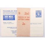 Postal History. Four British WWII prisoner of war unused airmail letter cards [of eight] with