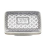 A George III silver vinaigrette,  the lid engraved with trellis in a border, the grille with flowers