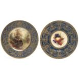 Two Royal Worcester plates, 1921 and 1923, painted R Sebright, signed, or with fruit by J Stinton,