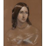 James Rannie Swinton (1816-1888) - Portrait of a Woman, bust length in a pearl necklace, signed
