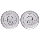 Two Elizabeth II silver Churchill Centenary Plates, designed by Pietro Annigoni, 25.5cm diam, by The