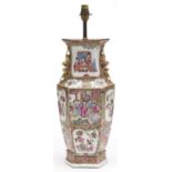 A Chinese Canton famille rose vase, 19th c,   of hexagonal section and typically decorated, 33.5cm h