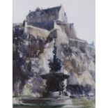 Frederick Donald Blake RI (1908-1997) - The Ross Fountain Edinburgh, signed, mixed media on paper,