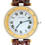 A Cartier bimetal wristwatch, Santos, quartz movement, 33mm, maker's aligator hide strap