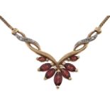 A garnet and diamond necklet, in 9ct gold, 4.9g Good condition