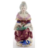 A French porcelain figural veilleuse, probably Jacob Petit,  mid 19th c, in two parts as the