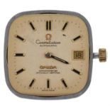 An Omega stainless steel cushion shaped self winding gentleman's wristwatch movement, dial and