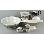 A collection of assorted ceramics including a wash bowl and jug set,