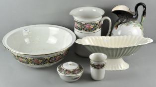 A collection of assorted ceramics including a wash bowl and jug set,