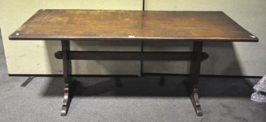 An oak refectory table. Measures; 79cm x 183cm x 75cm.