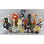A collection of late 19th to mid 20th century glass vases,