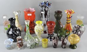 A collection of late 19th to mid 20th century glass vases,