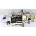 A collection of assorted silver plate and glass,