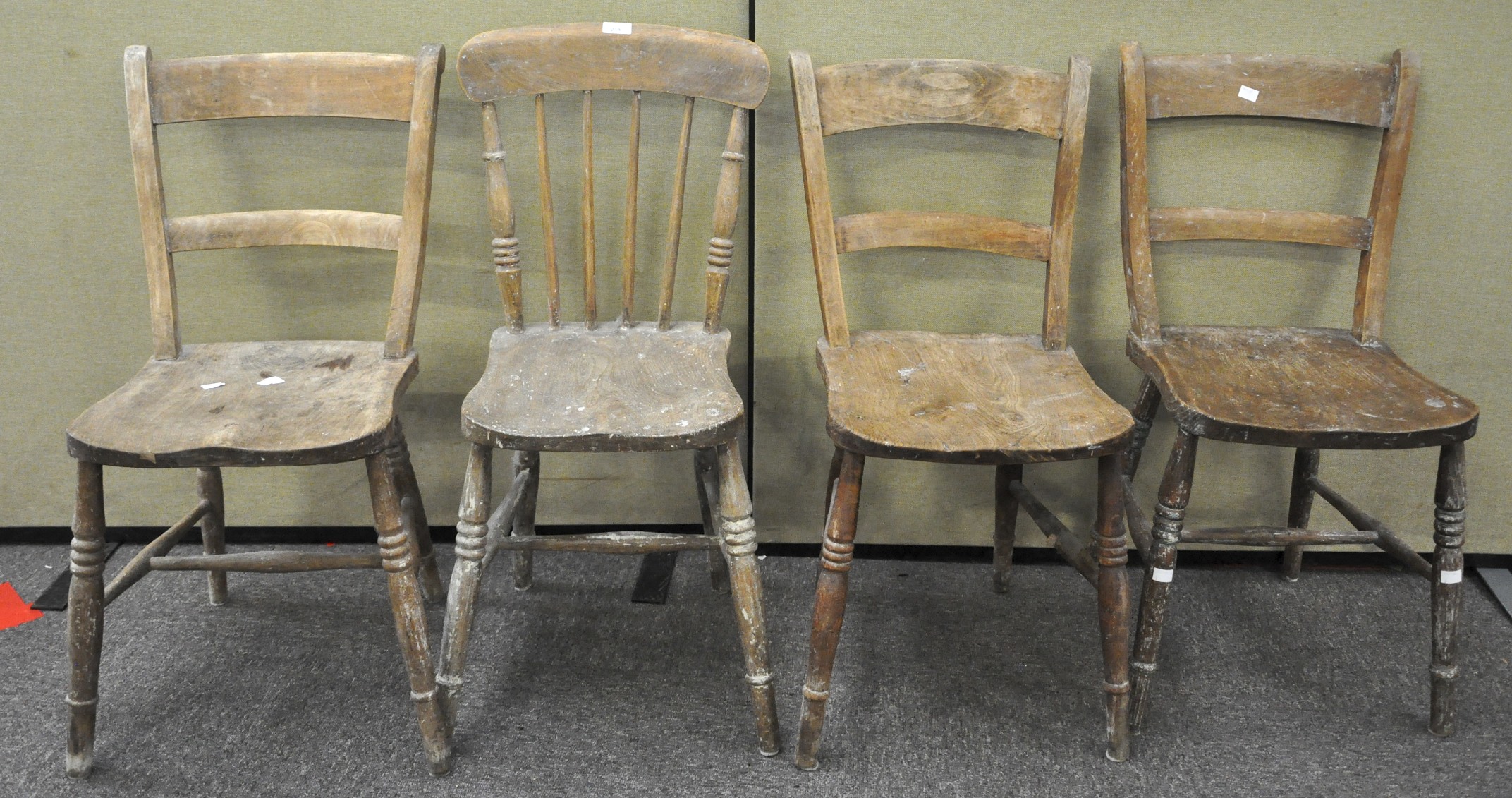 Four oak kitchen chairs,