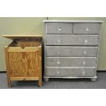 A painted chest of drawers, 93cm high x 85cm wide x 37cm deep,