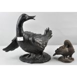 Two cast composite figures of ducks,