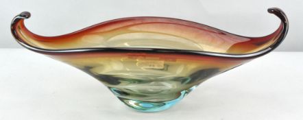 A large 1960's Murano glass centre bowl with pulled ends,