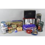 A collection of assorted advertising tins including some vintage examples