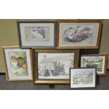 A group of six assorted prints and pictures of farm animals, all framed and glazed,